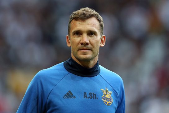 LILLE, FRANCE - JUNE 12: Ukraine coach Andrei Shevchenko looks on ahead of the UEFA Euro 2016 Group C match between Germany and Ukraine at Stade Pierre-Mauroy on June 12, 2016 in Lille, France. (Photo by Chris Brunskill Ltd/Getty Images)