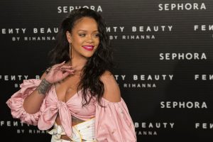 Singer Rihanna attends the 'Fenty Beauty' photocall at Callao cinema on September 23, 2017 in Madrid, Spain. (Photo by Oscar Gonzalez/NurPhoto via Getty Images)